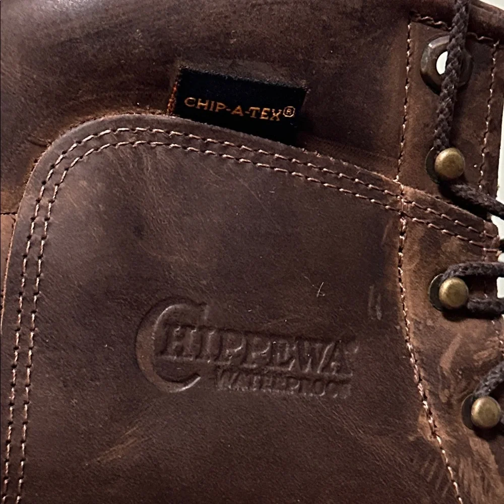 Chippewa Brown Leather Men's Work Boots